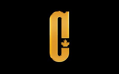 The CCMA gold logo featuring a stylized 'C' with a maple leaf, on a black background